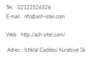 Ash Otel iletiim bilgileri